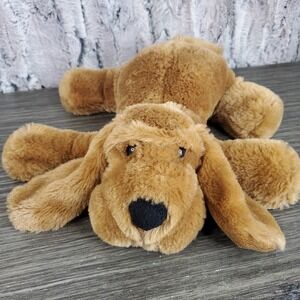 Unipak Brown Hound Dog Plush Floppy Puppy Soft Stuffed Animal 10" Pink Collar